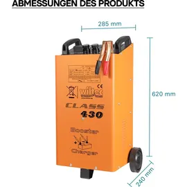 Wiltec Batterieladegerät 12V 24V Ladegerät und Starthilfe für Motorräder, Kfz, Lkw, Akkuladegerät Boost 430 mit Schnellladung