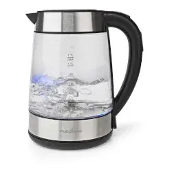 Nedis Wasserkocher - 1.7 l - Edelstahl - Aluminium / Schwarz - Um 360 Grad drehbar - Verdecktes Heizelement - Strix Controller - Boil-dry protection