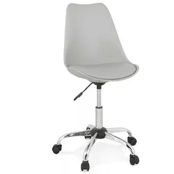 Bürostuhl Grau Metall Kunststoff | Ergonomischer Schreibtischstuhl mit Rollen | Komfort Arbeitssessel mit gepolstertem Sitz | Kadima Design