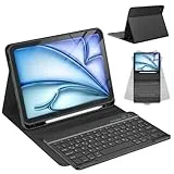 CC Store Hülle mit Tastatur für iPad Air 11 Zoll M3 2025/M2 2024,iPad Air 5/4 10.9 Zoll, ipad Pro 11 4/3/2/1Gen, Magnetisch Abnehmbare Tastatur mit Stifthalter, QWERTZ Layout, Schwarz