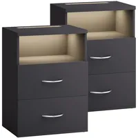 CASARIA Nachttisch Jamie 40 x 28 x 55 cm Anthrazit