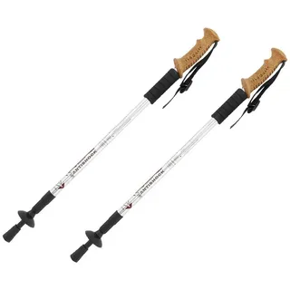 MidGard Nordic-Walking-Stöcke Wanderstöcke 65-135cm Teleskop Antischock Stöcke Korkgriff Dämpfung (2 St), Leicht, mit ergonomischen Korkgriffe silberfarben