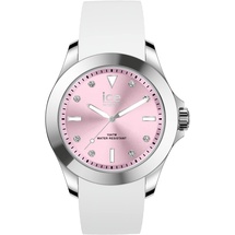 ICE-Watch - ICE steel White pastel pink - Weiße Damenuhr mit Silikonarmband - 020382 (Medium)