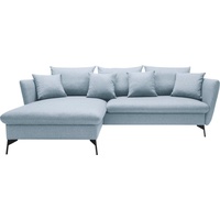 andas Ecksofa »LIVORNO,258 cm, L-Form,«, Schlaffunktion u. Bettkasten (139/224cm), Samt, Struktur, Webstoff, grau