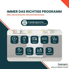 Homex DWFS601442A-S Geschirrspüler (freistehend, 598 mm, Silber)