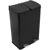 MonsterShop Doppel Tretmülleimer 60 l Schwarz
