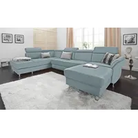 sit&more Wohnlandschaft Avignon U-Form, wahlweise mit Bettfunktion und Stauraum, inklusive Kopfteilverstellung blau