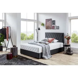 Boxbett Benita, mit Taschen-Federkernmatratze und Bettkasten, anthrazit, , 94151022-0 Feinstruktur