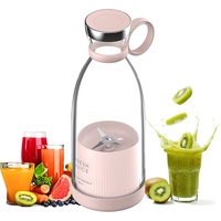 Aoucheni Smoothie-Maker Blender Smoothie Makers, 350ml mit USB-Ladegerät, 20000r/min, 304 sus, leicht zu tragen, Anti-False-Touch rosa