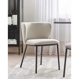 Beliani Esszimmerstuhl MINA Polyester cremeweiß 2er Set