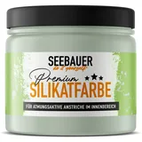 SEEBAUER diy Silikatfarbe Hellgrün 300ml für Innen (No. 769 Ocean Grass) Atmungsaktive Mineralfarbe für Allergiker - Abwaschbare Wandfarbe - Grüntöne hohe Deckkraft