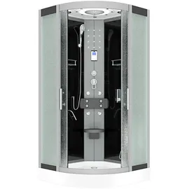 AcquaVapore D58-13M0 Komplettdusche mit Pendeltür 90 x 90 cm Schwarz Sicherheitsglas ESG