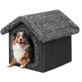 PillowPrim Haustierhütte Hundehaus Höhle Hundehütte Katzenhütte Hundehöhle Katzenhaus Hundekissen Katzenkissen Flauschiges Haus, Schwarz, 55x60x60 cm