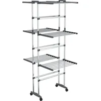 VidaXL Wäscheständer 3 Etagen mit Rollen Silbern 60x70x129 cm