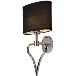 Wandleuchte Lampe Schlafzimmerleuchte Herz Bettlampe chrom Textil schwarz LED