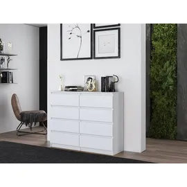 Top e shop Topeshop M8 120 BIEL, Weiß, 8 Schublade(n), Partikelbord, Einfarbig, Modern, Partikelbord - Weiß