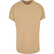 URBAN CLASSICS Long Shaped Turnup Tee, lässiges T-Shirt für Männer, in langem Schnitt, unionbeige, 3XL