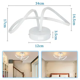 GBLY Deckenleuchte Schlafzimmer Deckenlampe Wohnzimmer: Modern Weiß 12W Design 3000K Warmweiß Küchenlampe Innen Deckenbeleuchtung LED