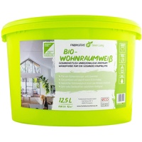 Farbklecks24 Green Living Bio Wohnraumweiss 12,5 Liter weiß, umweltschonende Wandfarbe