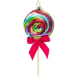 SIKORA Bunter Riesen Lolli mit Schleife besondere Weihnachtskugel Glas Christbaumschmuck Deko Figur Weihnachten Anhänger Ornament - Trend Line - BS498