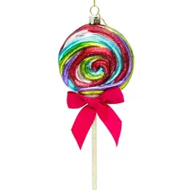 SIKORA Bunter Riesen Lolli mit Schleife besondere Weihnachtskugel Glas Christbaumschmuck Deko Figur Weihnachten Anhänger Ornament - Trend Line - BS498