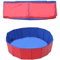 Hundepool Faltbarer Swimmingpool, Doggy Kätzchen Pool Planschbecken ​Hundebad Badewanne, PVC rutschfeste Schwimmbecken ​mit Wasserablassventil für Welpen kleine Hunde (10 * 30cm)