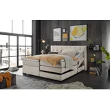Boxspringbett ED EXCITING DESIGN "Talena", beige, B:202cm L:211cm, 100% Polyester, Komplettbetten, inkl. Motor und Topper