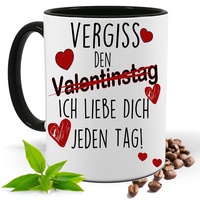 Vergiss den Valentinstag, Geschenk Tasse| Partnertasse | Kakao- Kaffee- Tee- Fototasse| Geschenke für Männer & Frauen | Keramik Tasse |Spülmaschinenfest... (Schwarz)