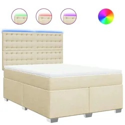 vidaXL Boxspringbett mit Matratze Creme 160x200 cm Stoff