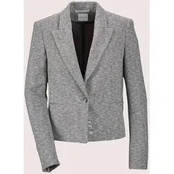 Jerseyblazer MADELEINE "Blazer Jersey-Blazer", Damen, Gr. 36, grau (grau, wollweiß), Obermaterial: 86% Baumwolle CO. 11% Polyamid PA. 3% Elasthan EL., Modern, normal, Blazer
