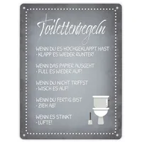 Trendaffe Metallschild XL mit Spruch: Toilettenregeln