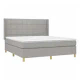 vidaXL Boxspringbett mit Matratze & LED Hellgrau 160x200 cm Stoff