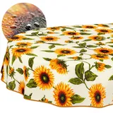 ANRO Tischdecke abwaschbar Sonnenblumen Oval 240 x 140 cm Gelb