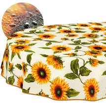 ANRO Tischdecke abwaschbar Sonnenblumen Oval 240 x 140 cm Gelb
