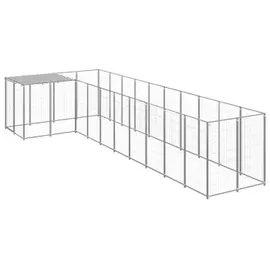 vidaXL Hundezwinger 2,2 m x 5,5 m x 1,1 m Stahl Silber