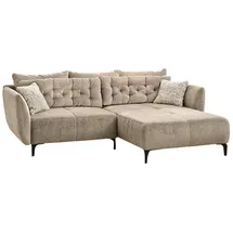 JOB Ecksofa SALO, 251 x 186 cm - Beige Chenille - mit Kissen