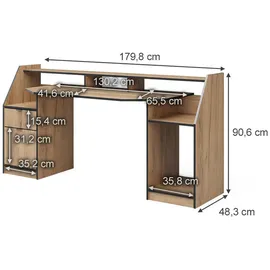 Vicco Joel, Eiche Schwarz 180 x 66 cm mit 1 Schublade Tür