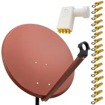 PremiumX 100cm Satellitenschüssel Stahl Ziegelrot Satellitenantenne SAT Anlage Octo LNB 16 F-Stecker