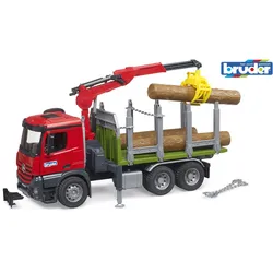 BRUDER - MB Arocs Holztransport-LKW mit Ladekran, Greifer und 3 Baumstämmen