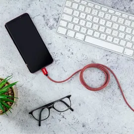 Hama Reflektierendes Schnelllade-/Datenkabel, USB-C - Lightning, 1,5 m, Rot