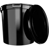 FixedByU Eimer mit Deckel 10l Schwarz Rund | Kunststoff Eimer Lebensmittelecht, luftdicht und stabil | Leer Eimer mit Griff und Deckel für Lebensmittel Chemie Waschpulver Klebstoffe geeignet