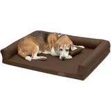 Juelle Orthopädisches Hundebett Große Hunde Ergonomische Matratze mit Seiten für große Hunde Abnehmbarer Bezug, maschinenwaschbar Lucky M-XXL (Größe: L - 120x90cm, Hellbraun)
