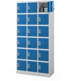 Jan Nowak Schließfachschrank Metall 185 cm x 90 cm x 40 cm Grau/Blau mit 18 Fächern