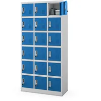 Jan Nowak Schließfachschrank Metall 185 cm x 90 cm x 40 cm Grau/Blau mit 18 Fächern