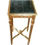 Casa Padrino Barock Beistelltisch Eckig Gold mit grüner Marmorplatte 40 x 40 x H 72.5 cm Antik Stil - Blumen Telefon Tisch