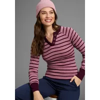 KangaROOS Langarmshirt mit Henley-Ausschnitt und Zierknöpfen Gr. 52/54, lila,