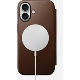 Nomad Modern Leather Folio Brown iPhone 16 (Apple iPhone 16), Smartphone Hülle, Braun