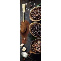 Levandeo Wanduhr Alu-Dibond 20x60cm Braun Kaffee Coffee Alu-Uhr Küche