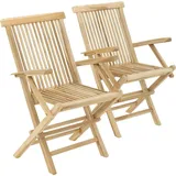VCM Gartenstuhl 2er Set klappbar 57 x 62 x 89 cm hellbraun