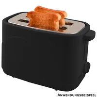 Toaster 2 Scheiben 700 Watt schwarz mit Brötchenaufsatz & Krümelschublade DESKI